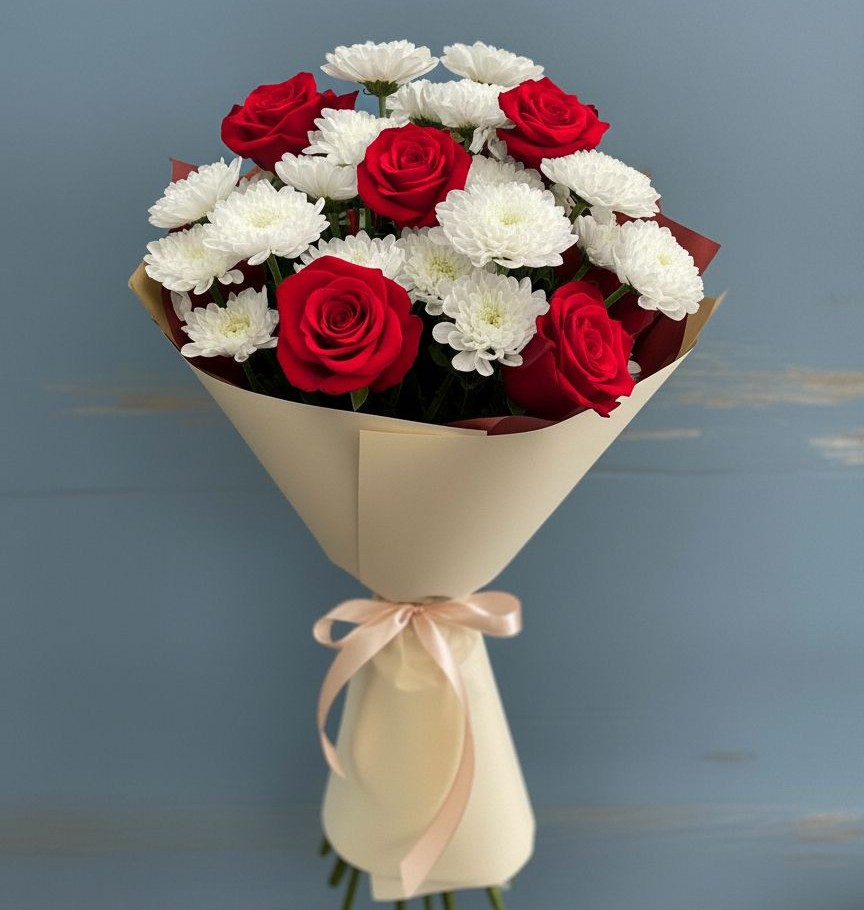 Букет цветов из: Розы и Хризантемы в Марьянской