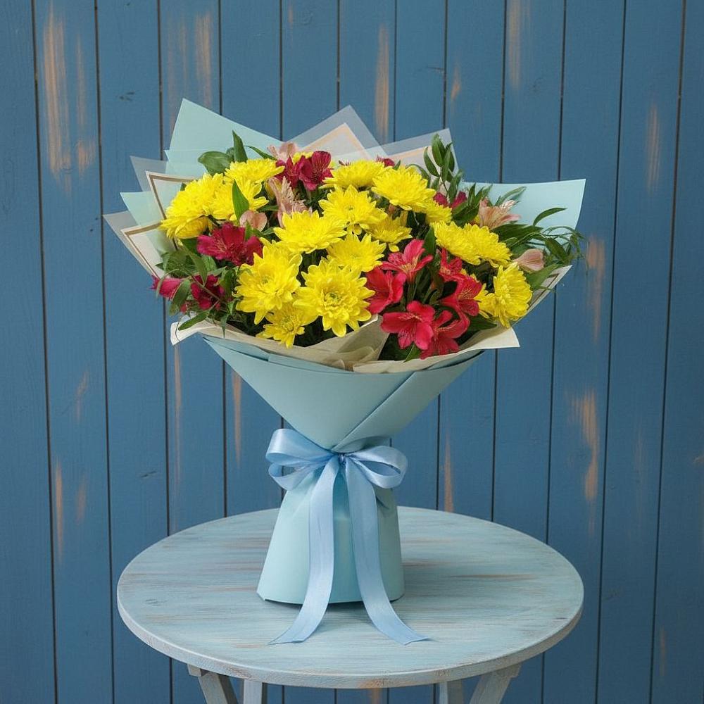 Букет цветов из: Альстромерии и Хризантемы в Марьянской