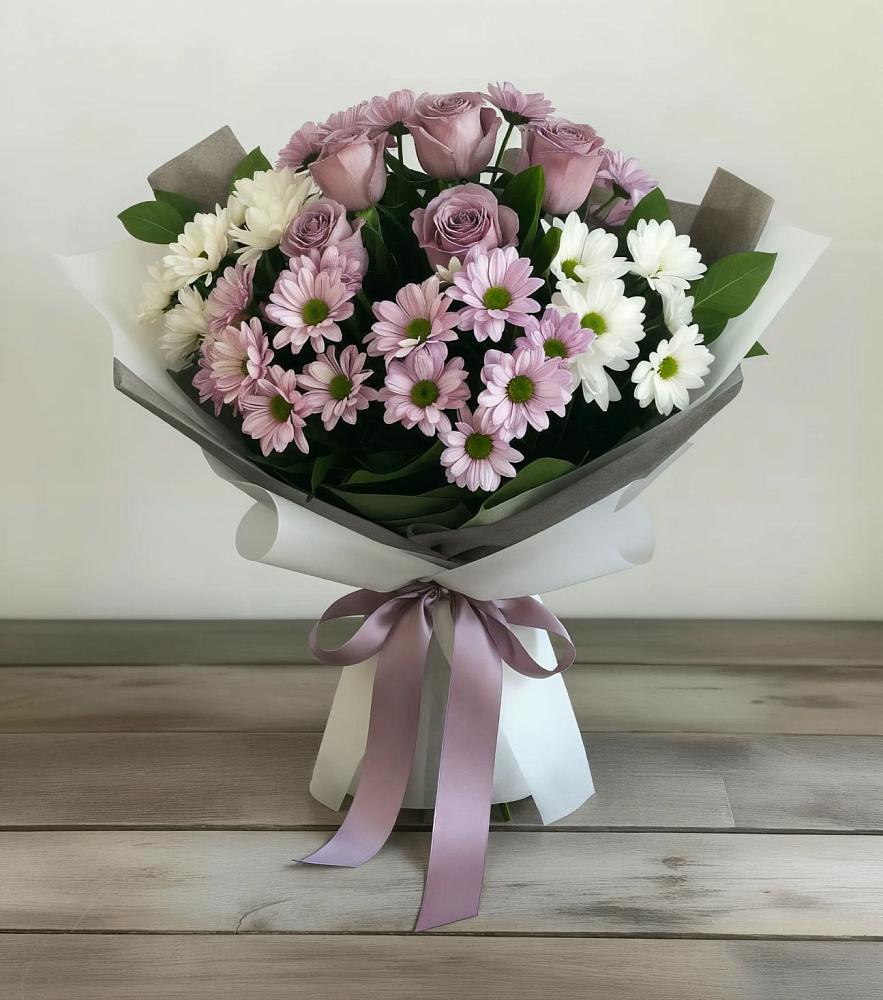 Букет цветов из: Хризантемы и Розы в Марьянской