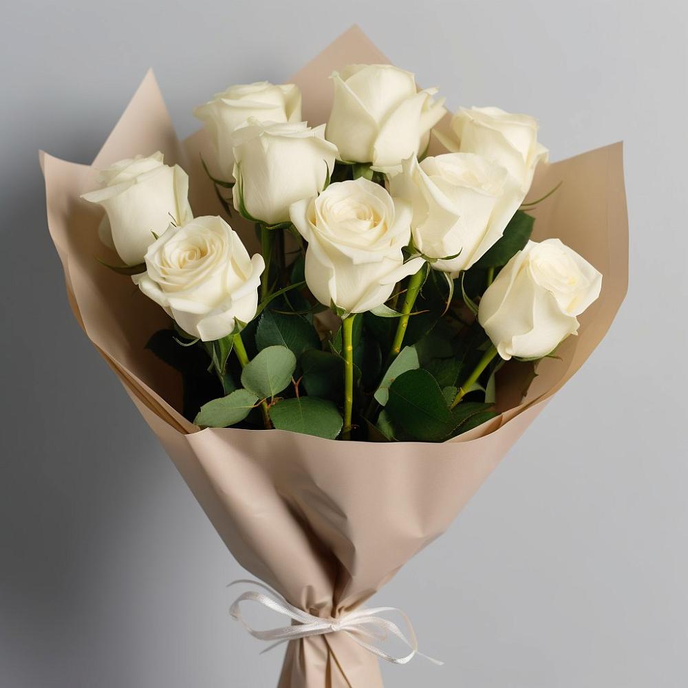 Букет 9 Белых роз Эдлесс Лав в Марьянской