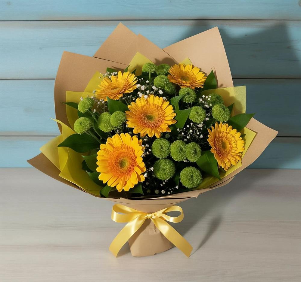 Букет цветов из: Герберы и Хризантемы в Марьянской