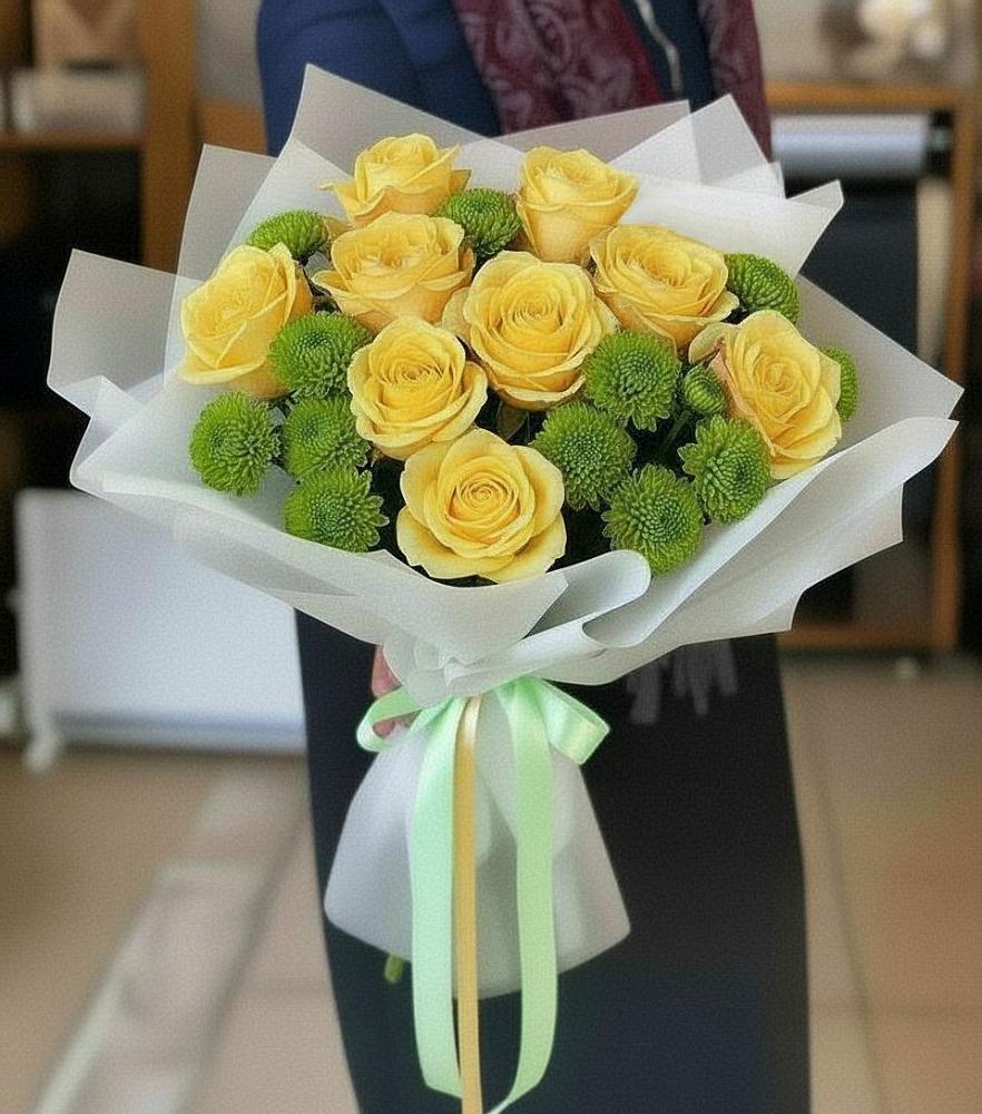 Букет цветов из: Хризантемы и Розы в Марьянской