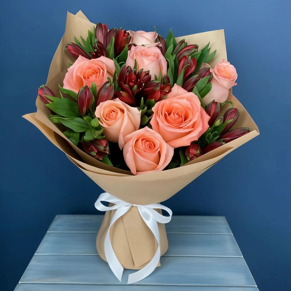 Букет цветов из: Розы и Альстромерии в Марьянской