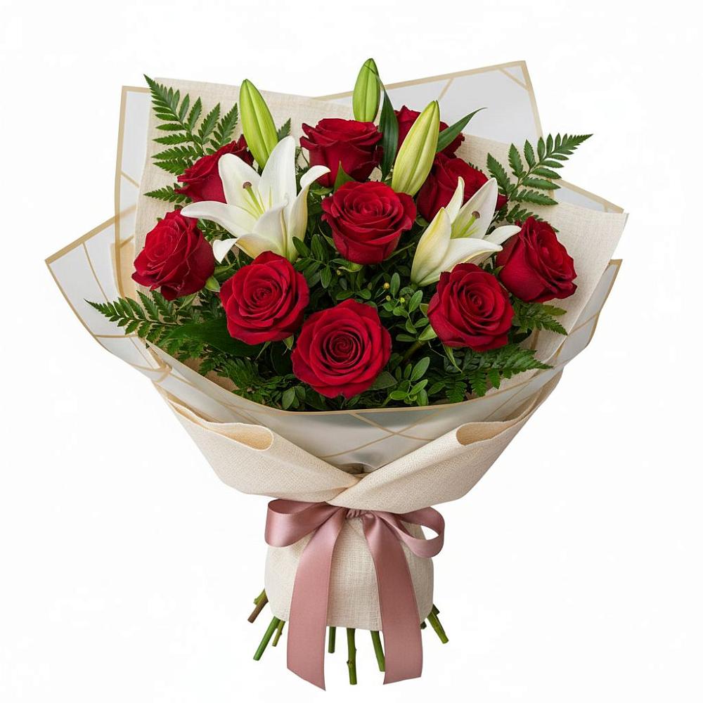 Букет цветов из: Лилии и Розы в Марьянской