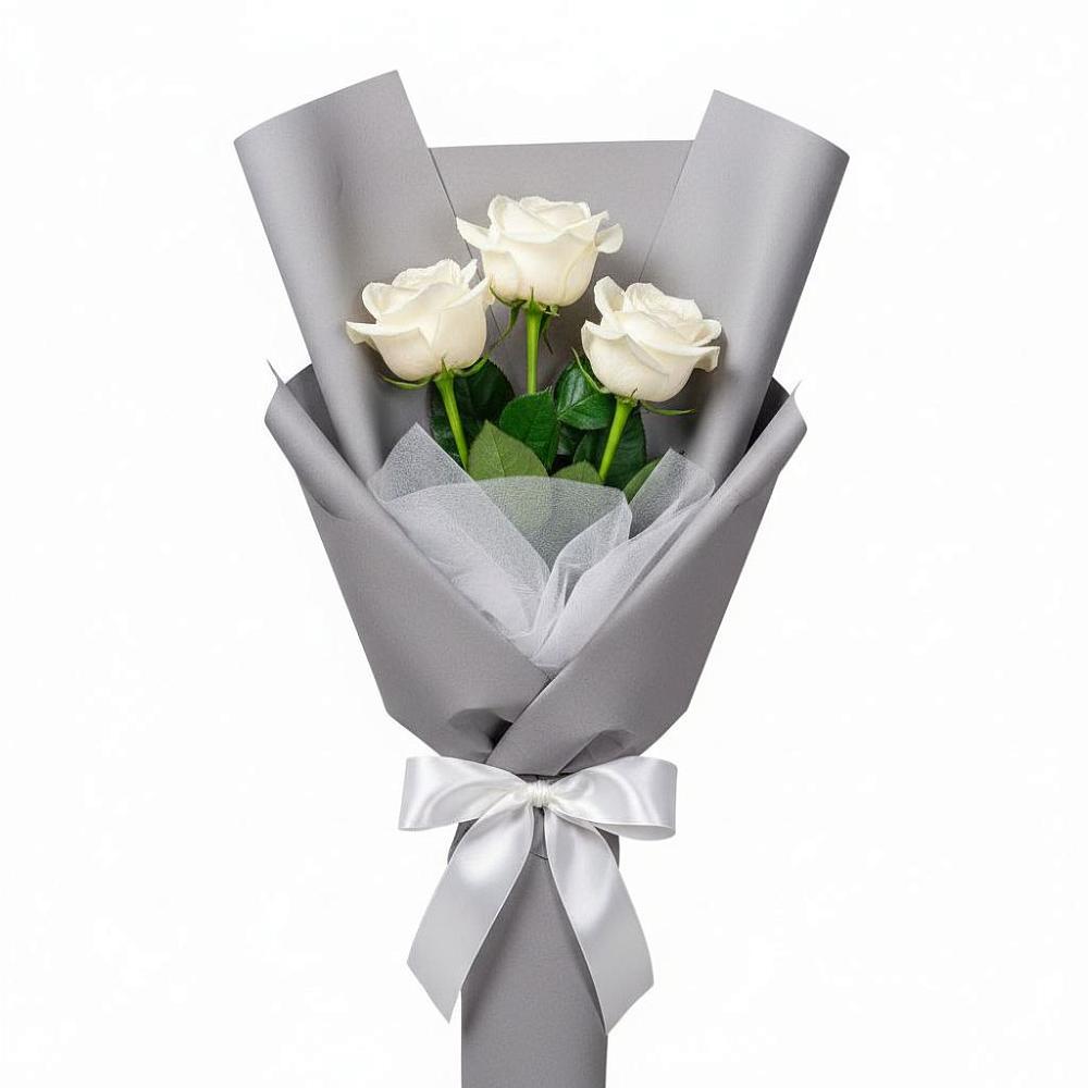 Букет 3 белые розы в Марьянской