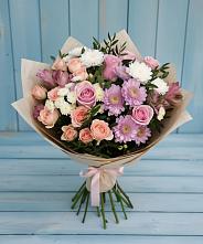 Букет цветов из:  Хризантемы, Розы и Альстромерии в Марьянской