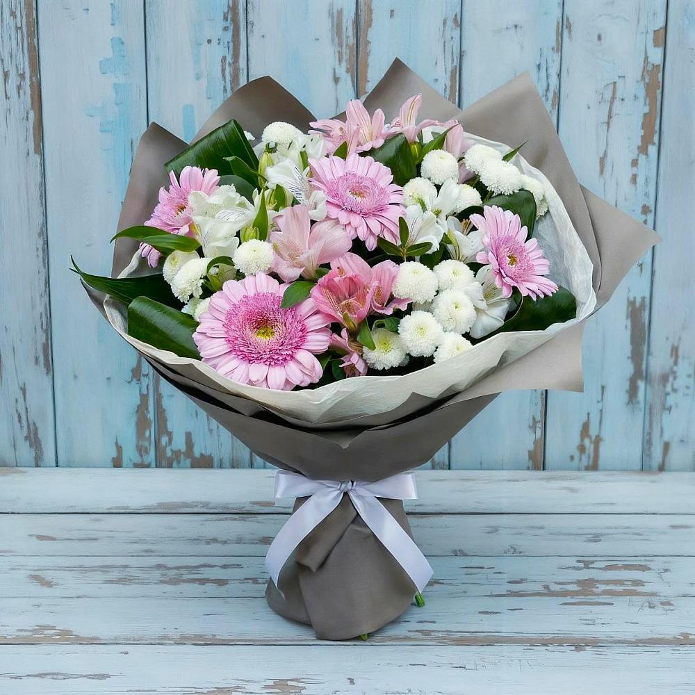 Букет цветов из: Герберы, Альстромерии и Хризантемы в Марьянской