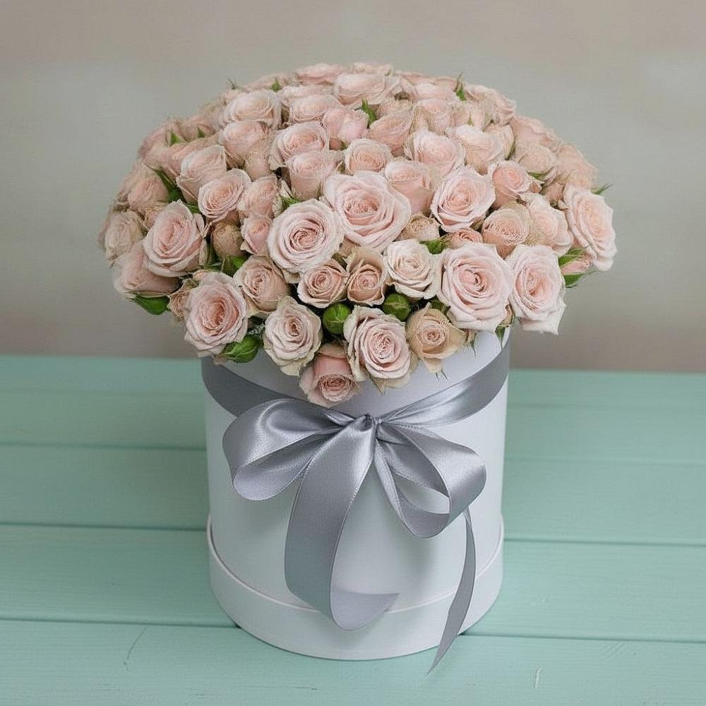 Цветочная композиция из Розы в шляпной коробке в Марьянской